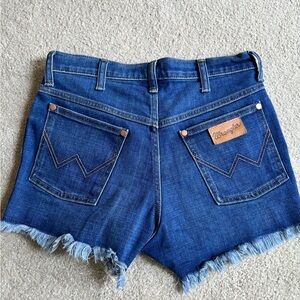 Wrangler High Rise Pisces Jean Shorts with Distressed Hem